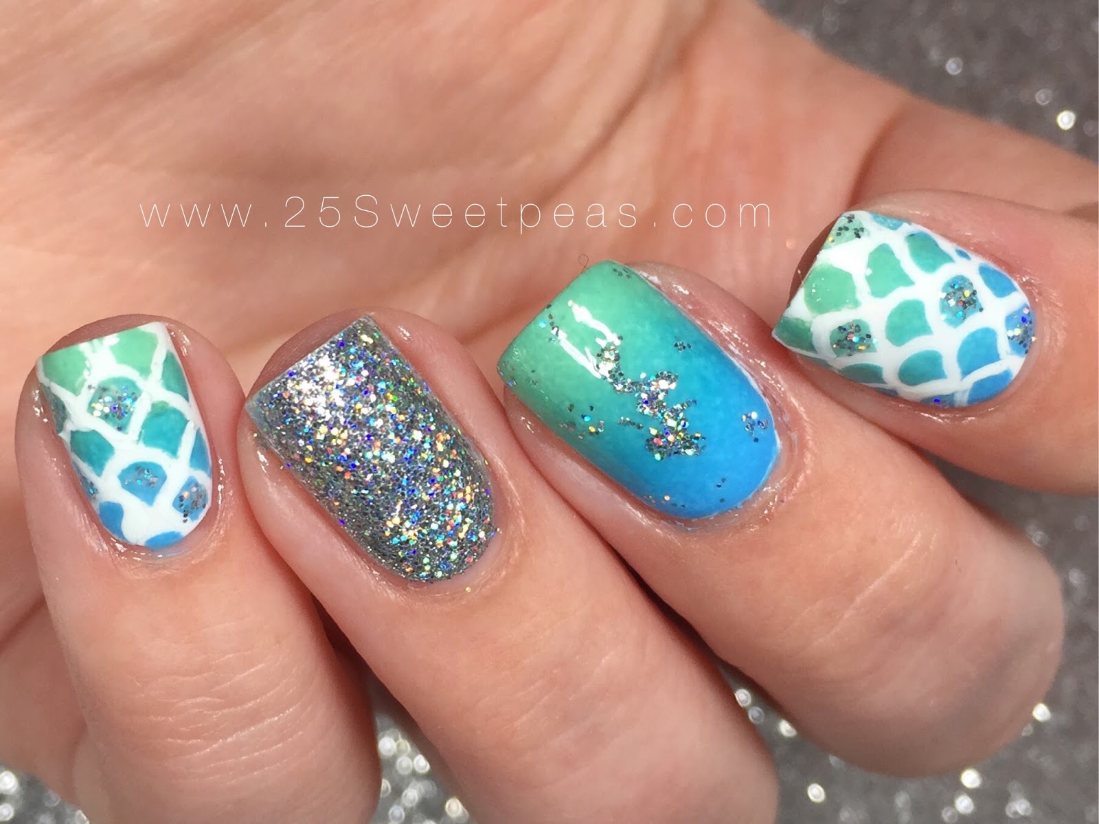 Mermaid Nail Art Snail Vinyls + Serendipity Nail Polish 25 Sweetpeas