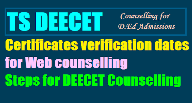 TS deecet Certificates verification dates,Web counselling, d.ed admissions ts deecet 2018 counselling,1st 2nd 3rd phase Web counselling dates,schedule,web options I first,II second III third phase dates,web options,seats allotment,tsdeecet 2017 ded admissions