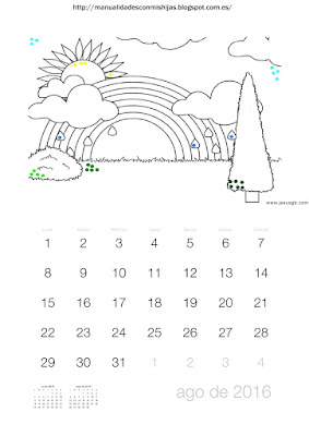 Calendario 2016 puntillismo agosto