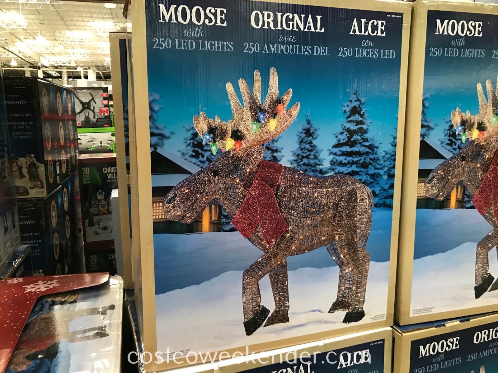 45 Led Glitter String Moose With Tangled Lights Costco Weekender
