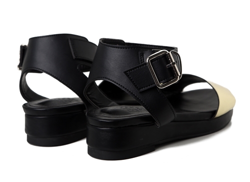 two tone strap sandals