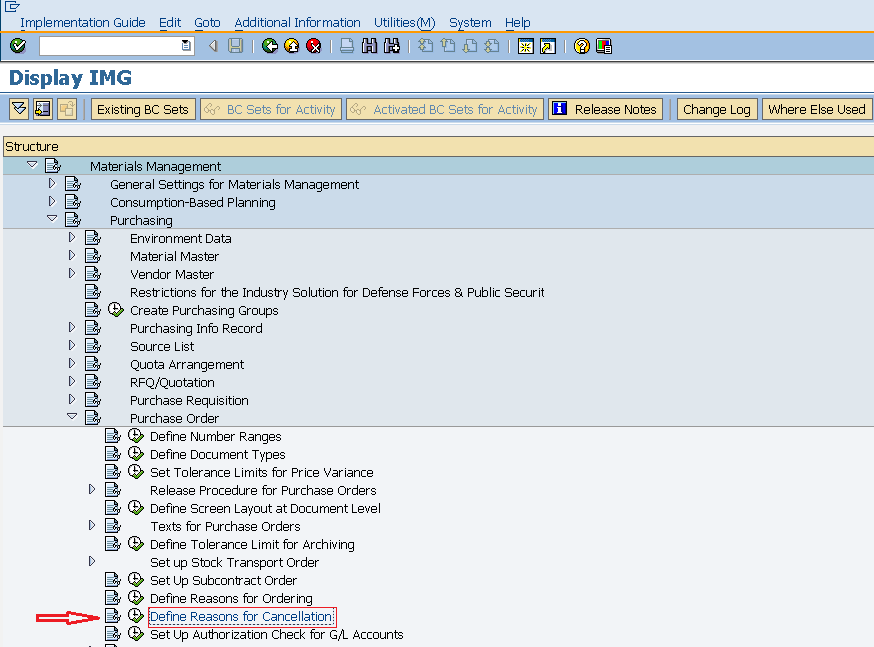 SAP MM HOW TO DEFINE REASONS FOR CANCELLATION