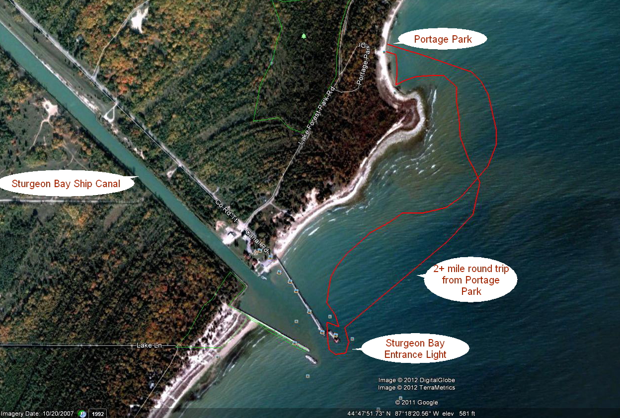 onthewater: Paddle from Portage Park to Sturgeon Bay Canal Entrance Light