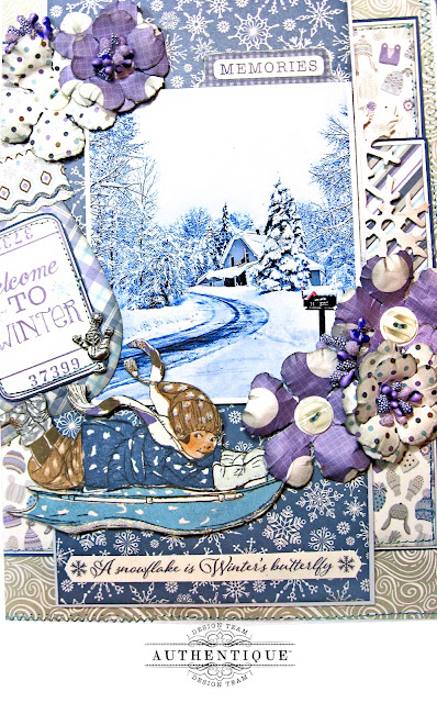 Authentique Frosted Memories Winter Layout by Kathy Clement Photo 06