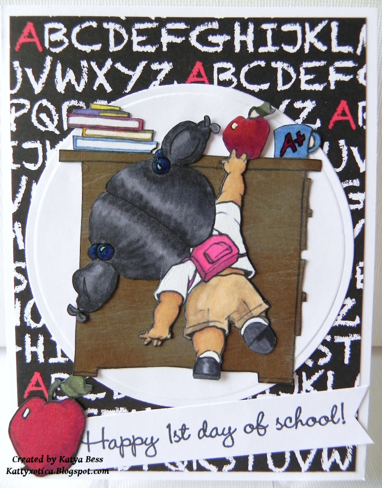 Kattyxotica's Kreations Back to School Card for Kindergarten teacher