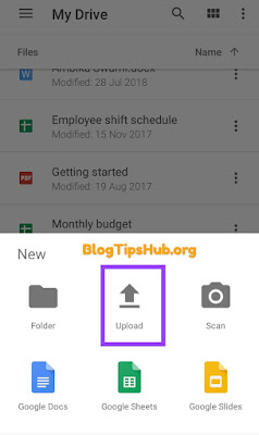 upload files to google drive using android device