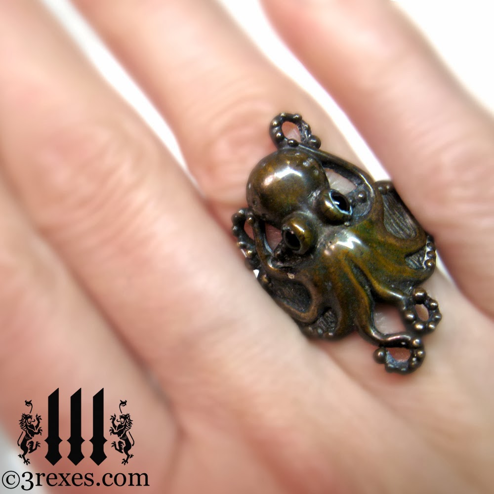 brass octopus ring