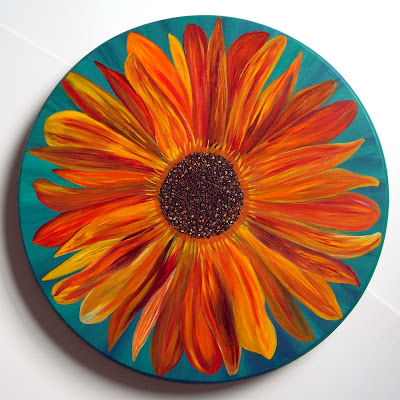 Lazy Susan painted with sunflower motif