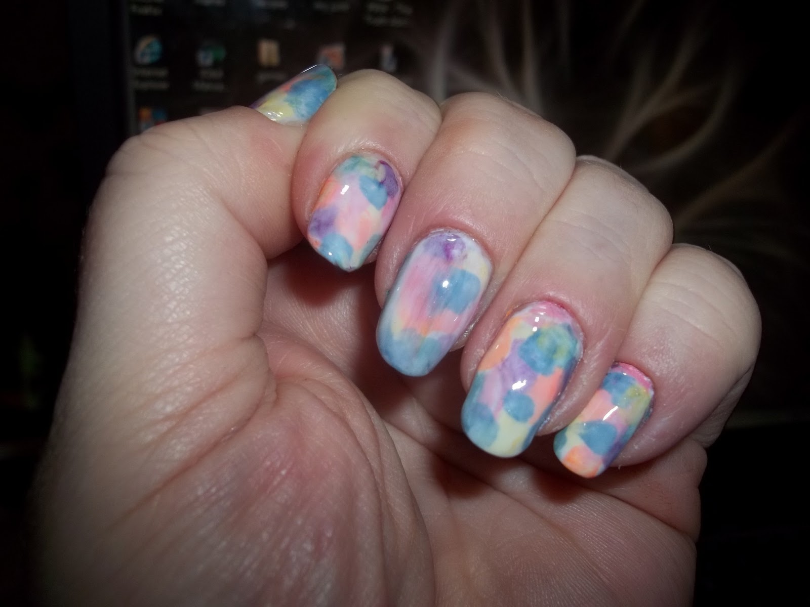 9. Pink and Blue Watercolor Nail Art Design - wide 10