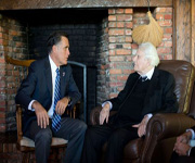 Mitt Romney meets with evangelist Billy Graham