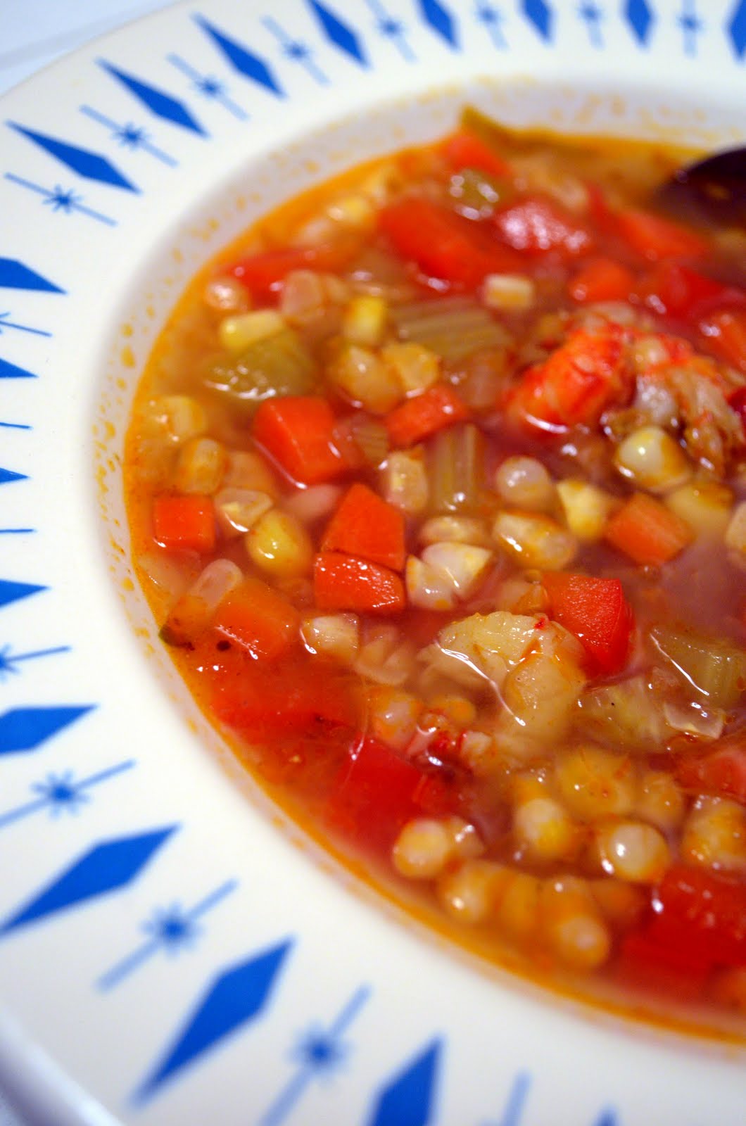 iron stef: cajun crawfish and corn soup