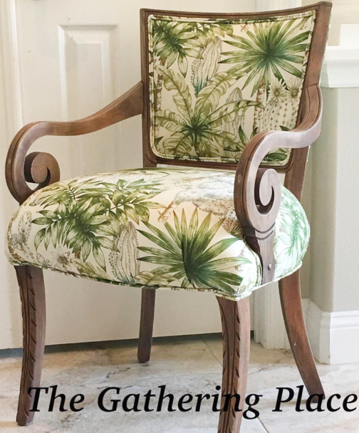 Chair Upholstered in Tommy Bahama Green Leaf Fabric