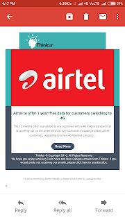 Airtel is giving unlimited data plans for customers switching to 4g.