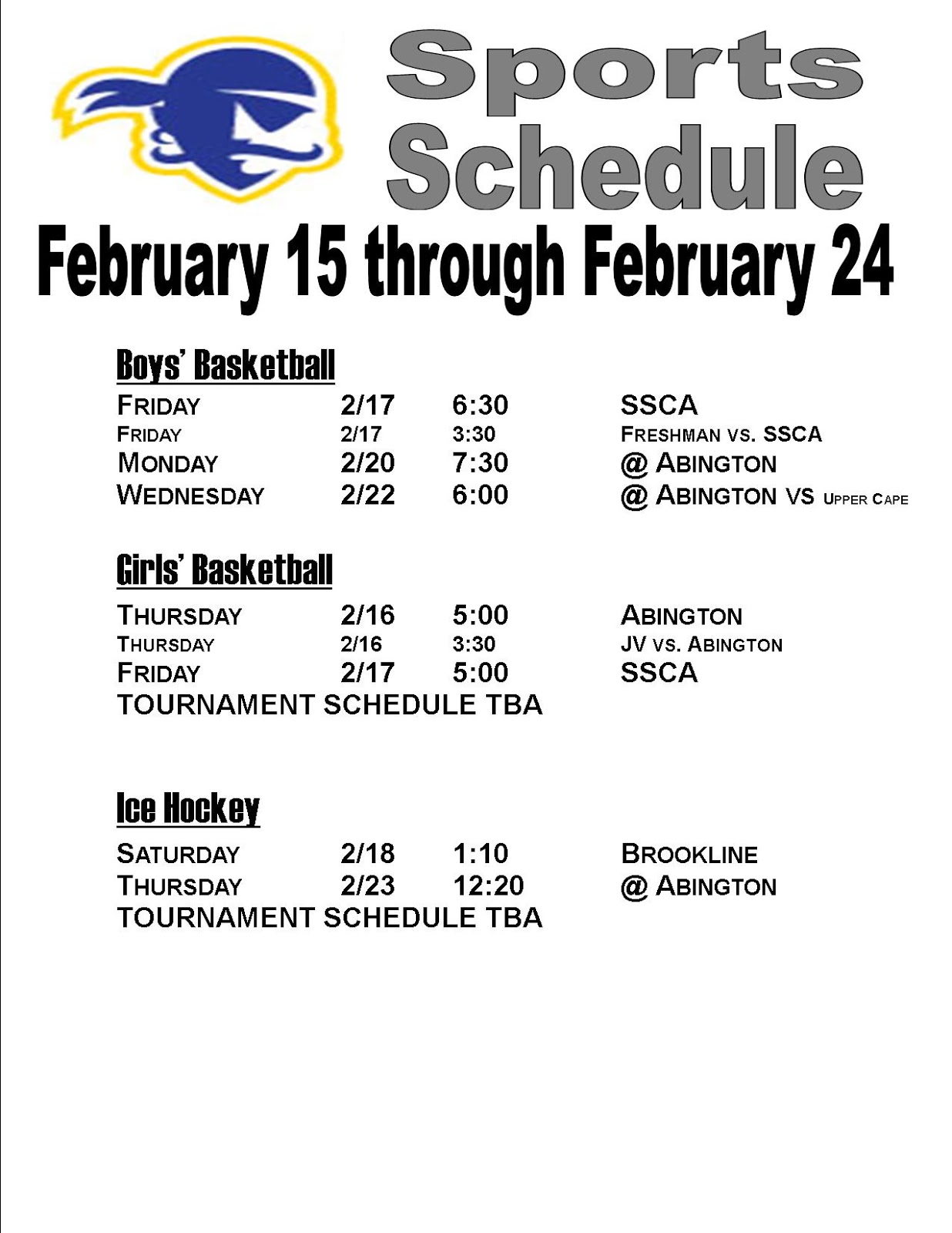 Hull High School Athletics Athletic Department Schedule through