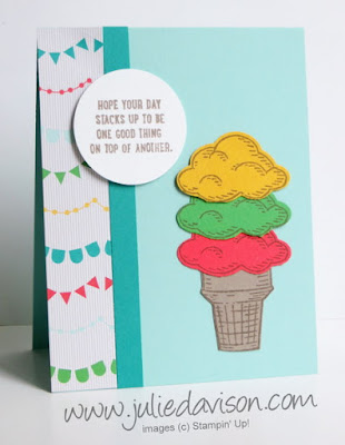 Stampin' Up! Sprinkles of Life Ice Cream Cone Birthday Card #stampinup www.juliedavison.com