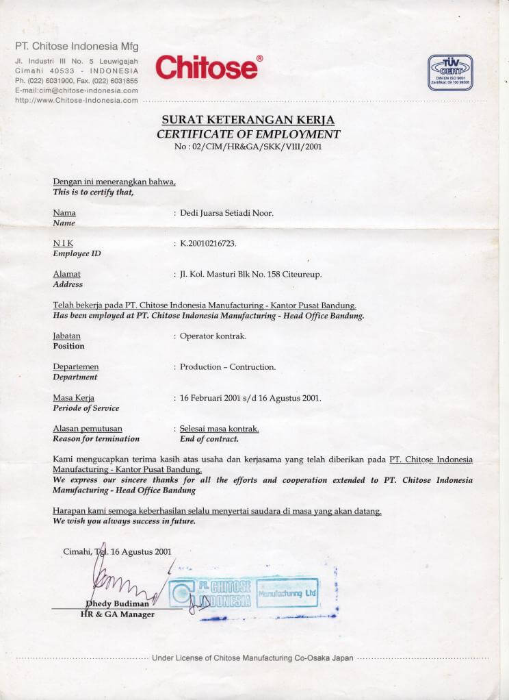 Contoh Surat Keterangan Kerja Dalam Bahasa Inggris Contoh Surat Keterangan Kerja Dalam Bahasa Inggris