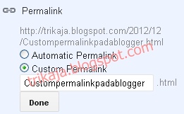 SEO Blog dengan custom permalink posting