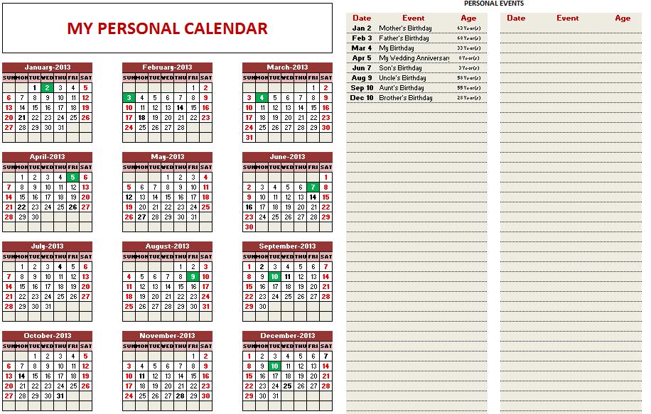 Free Custom Printable Calendar Templates