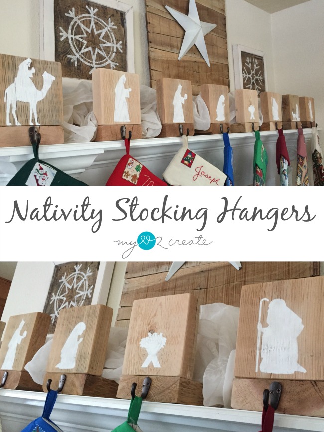 Build your own easy DIY Nativity Stocking Hangers, free plans and tutorial at  MyLove2Create.