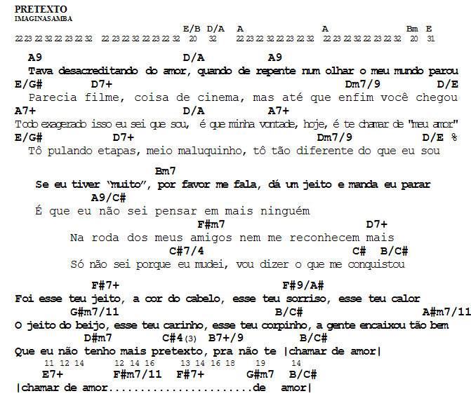 Cifra Samba Fácil Pretexto Imaginasamba