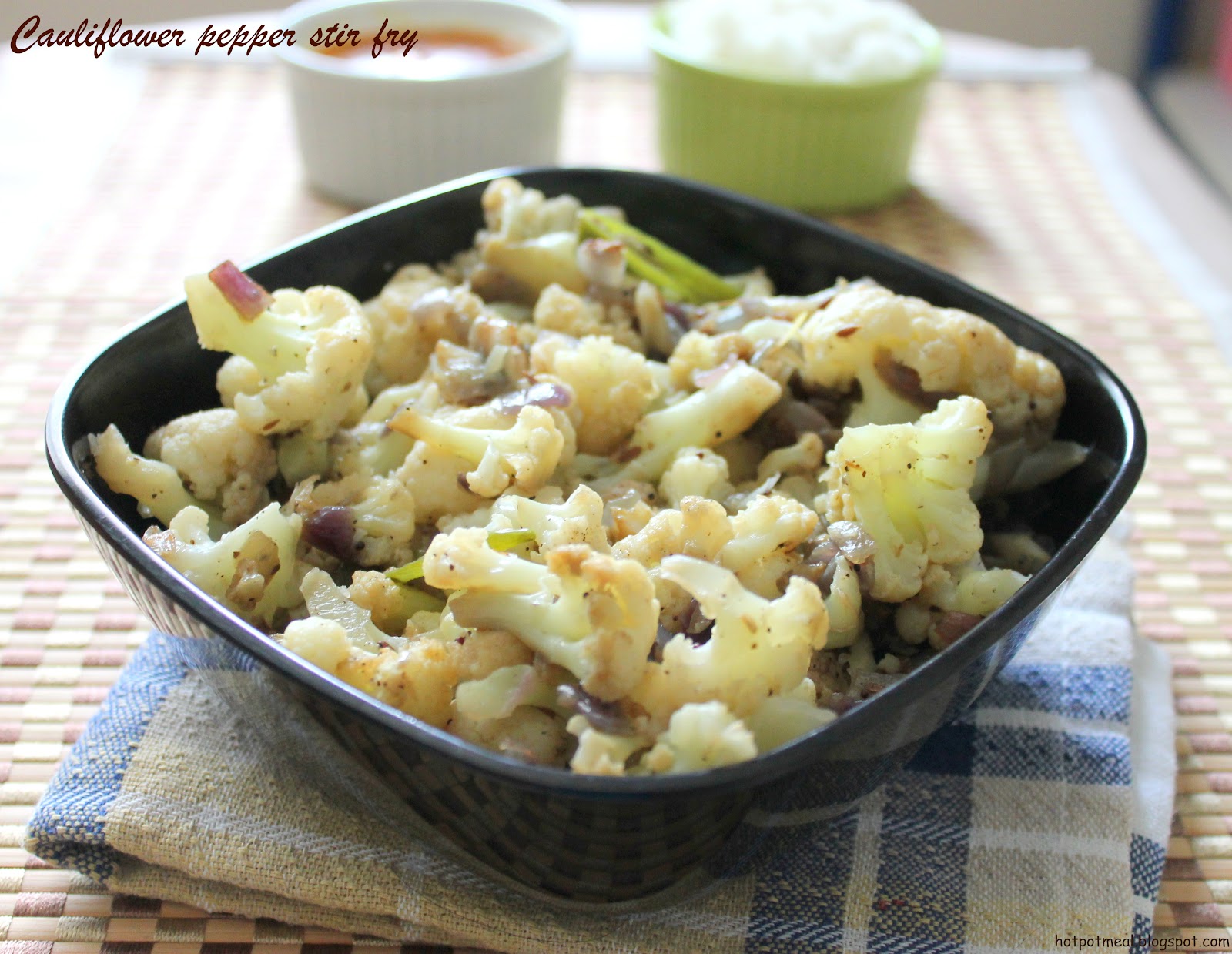 Hot pot cooking Cauliflower pepper stir fry
