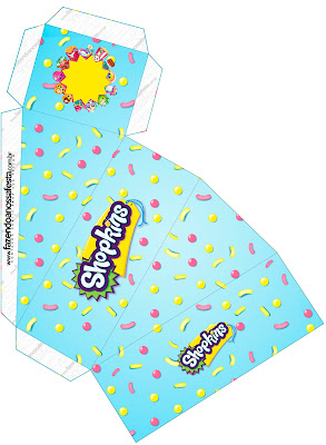 Shopkins: Cajas para Imprimir Gratis. Esta es para hacer la tarta de cajas.