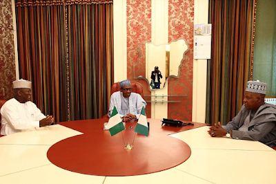 1a1ab Photos: Pres. Buhari meets with governors of Zamfara and Borno state