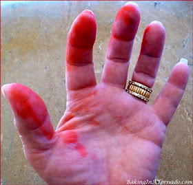 Red food coloring disaster | picture property of www.BakingInATornado.com | #humor #funny