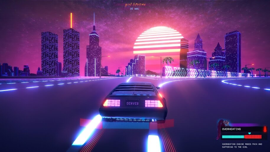 Retrowave, Night, City, Car, Synthwave, 4K, #6.1257