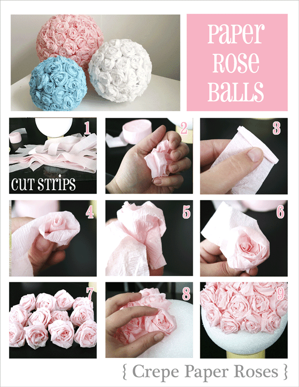 Topiario de flores de papel crepé