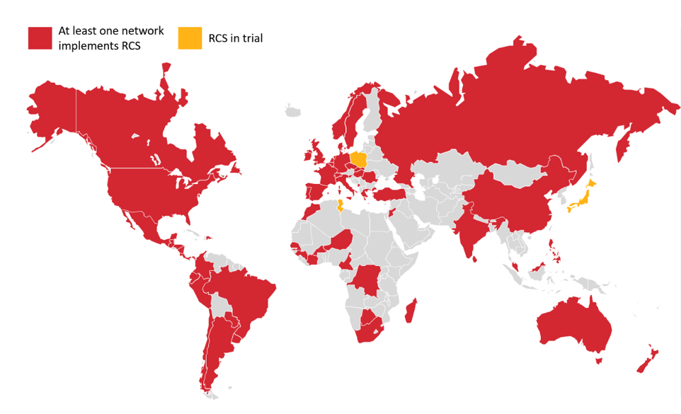 Active RCS deployments span 67 countries, a couple more are conducting trials