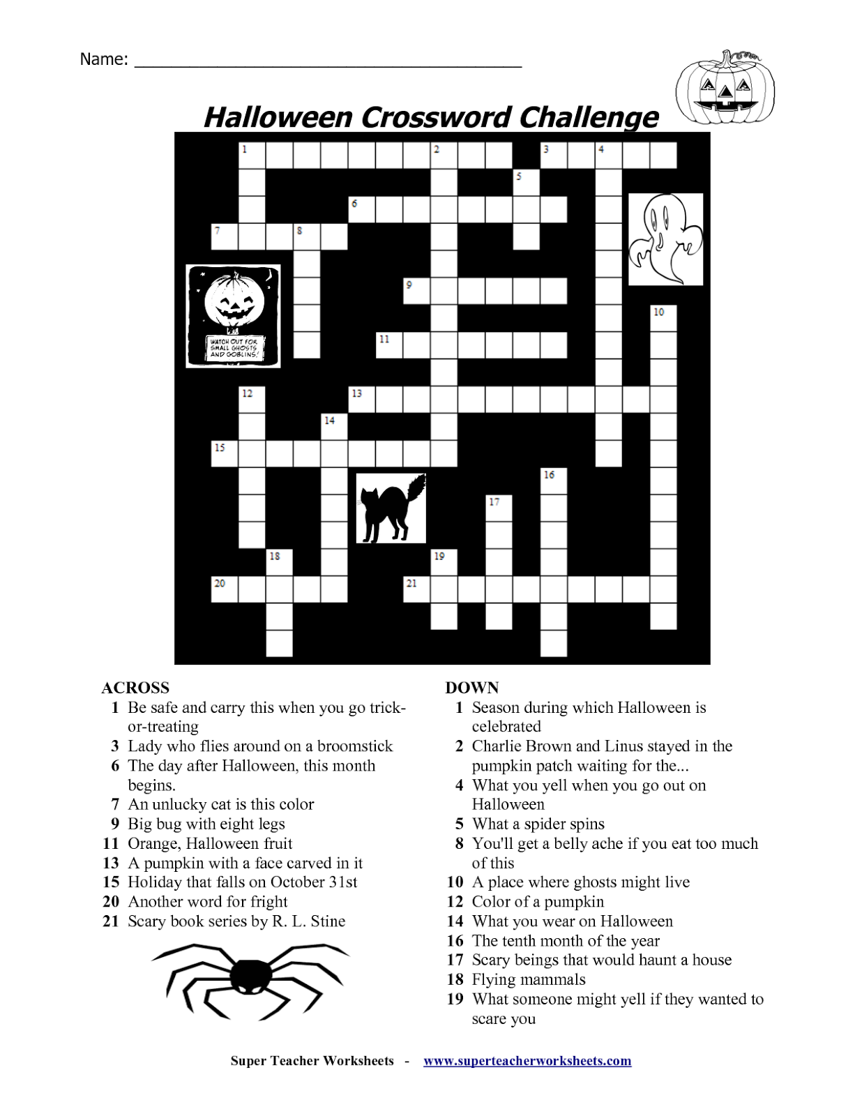 7 Halloween Crossword Printable Medium Level 7 Halloween Crossword Printable Medium Level