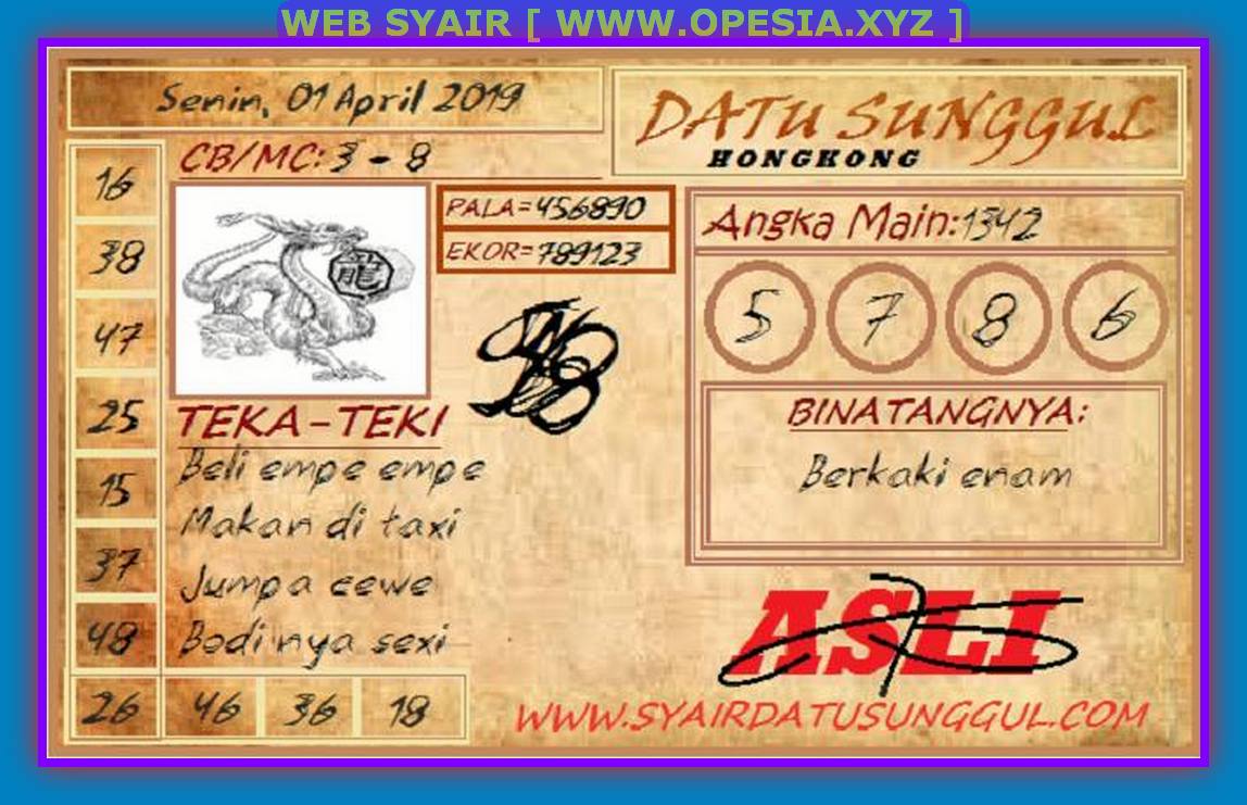 Prediksi Hk Datu Sunggul Senin