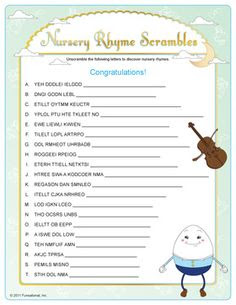 Here are the baby shower nursery rhymes games answers baby shower nursery rhymes easy game solution for intertain and learning your child memorize
