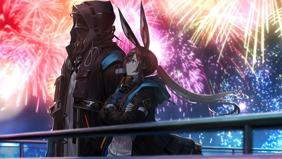 Amiya, Arknights, Fireworks, Anime, 4K, #6.535
