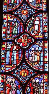 stained glass window from notre dame in paris france