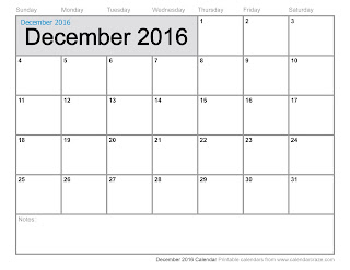 Free Printable Calendar December 2016