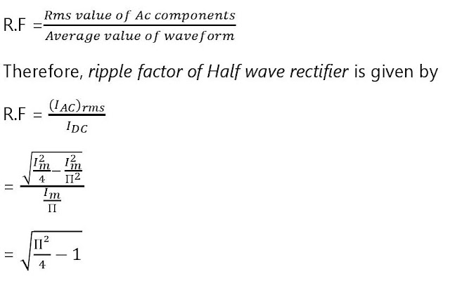 half wave rectifier ripple factor