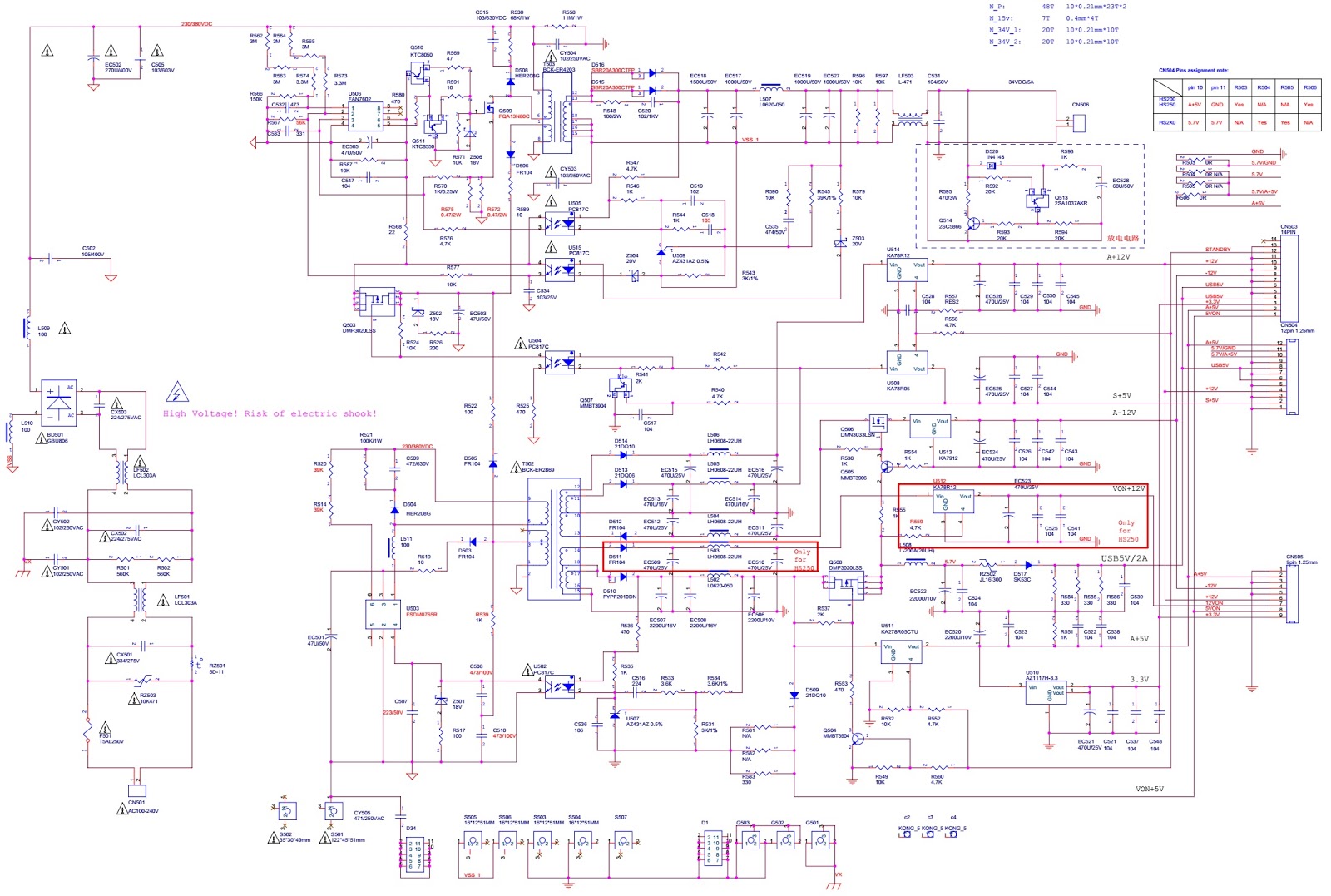 Electro help: harman/kardon HK HS 2X0/230 - SMPS and Power Amplifier