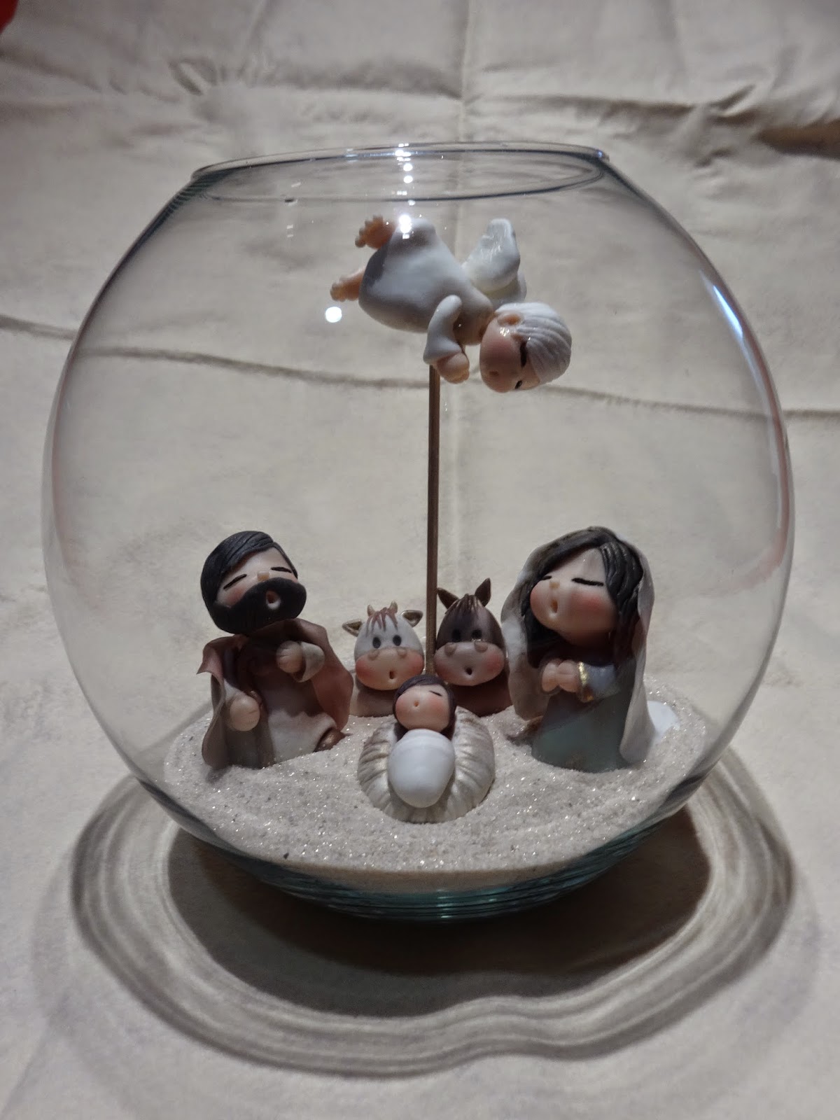 Presepe In Vaso Di Vetro Fai Da Te Silvy. Pasta di mais e dintorni...: Presepe in vaso di vetro