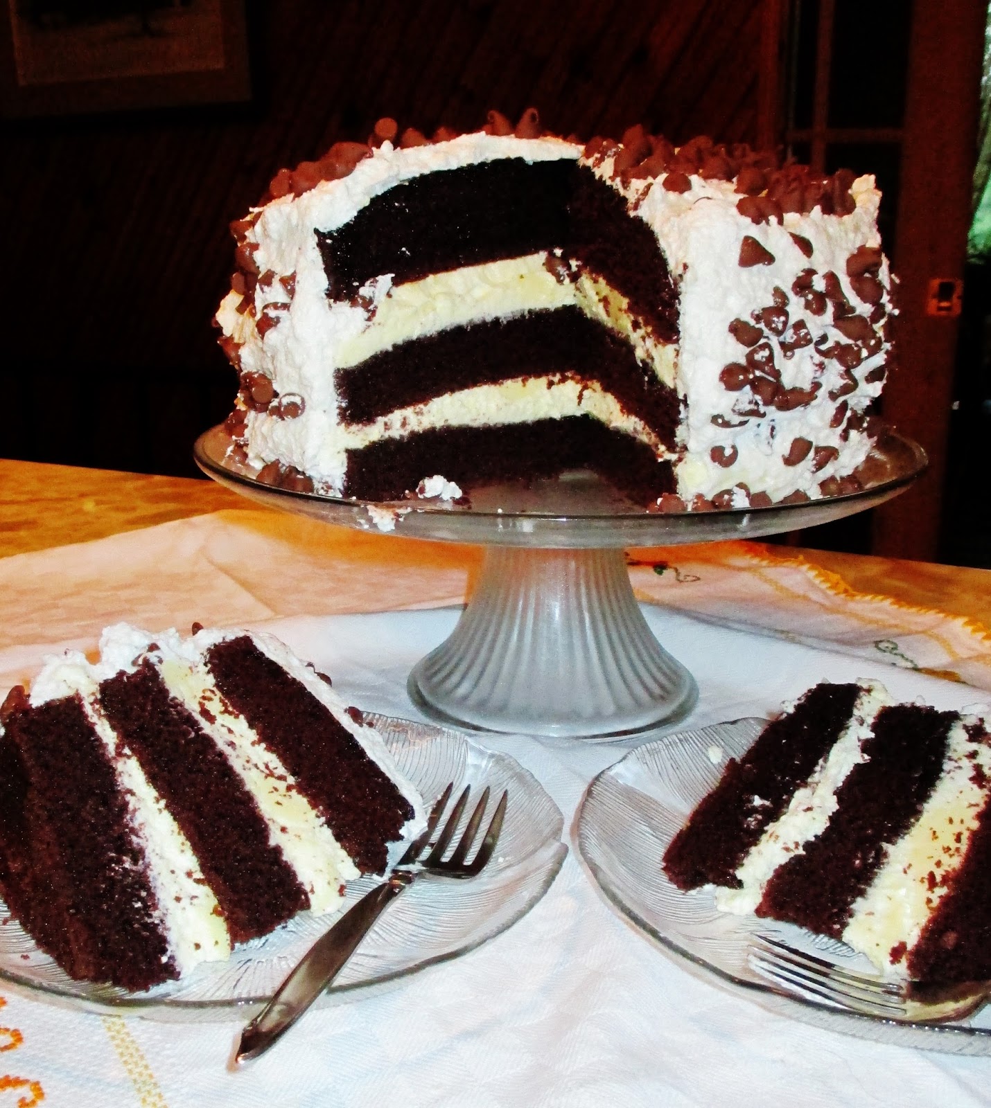 Canadian Needle Nana Chocolate Cake with Bavarian Cream Filling