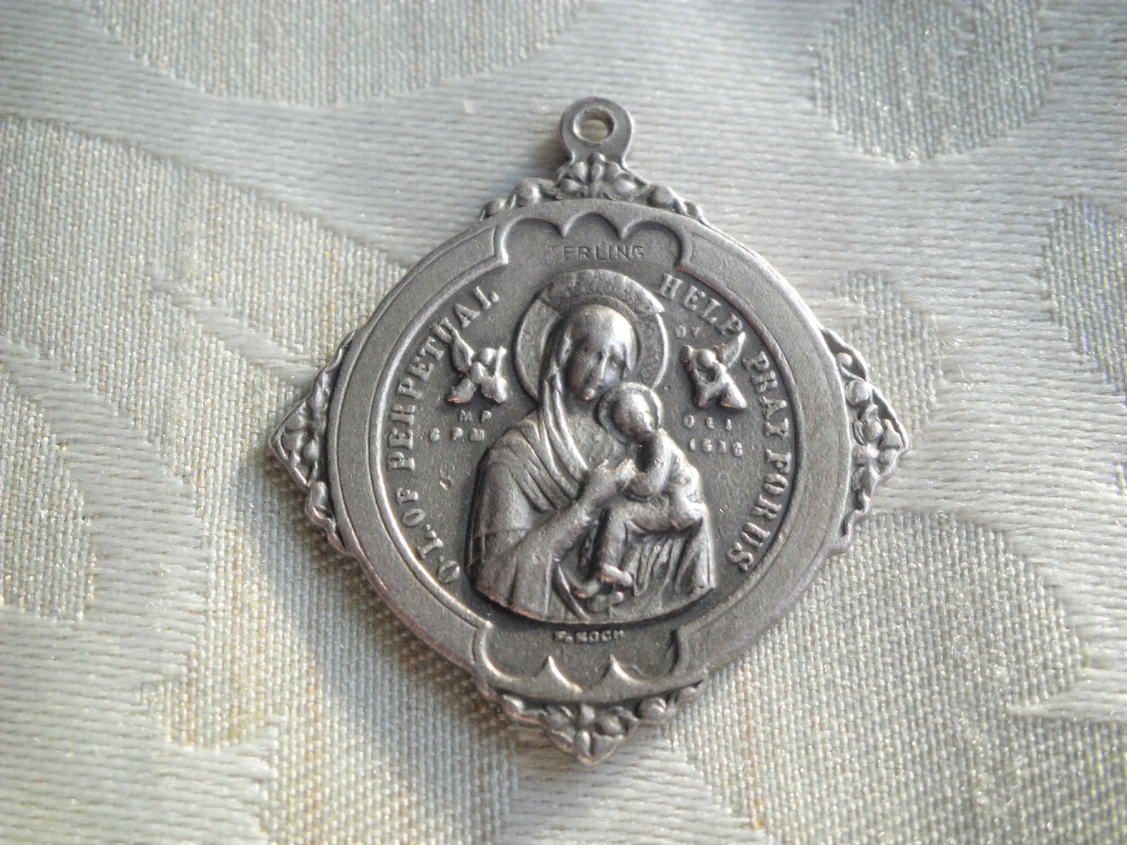 Vintage Religious Medals Vintage Sterling F KOCH Holy Family Our Lady