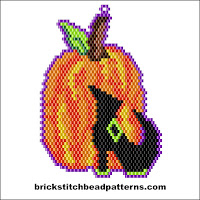 Click to view the Witch Shoe and Pumpkin Halloween brick stitch bead pattern charts.