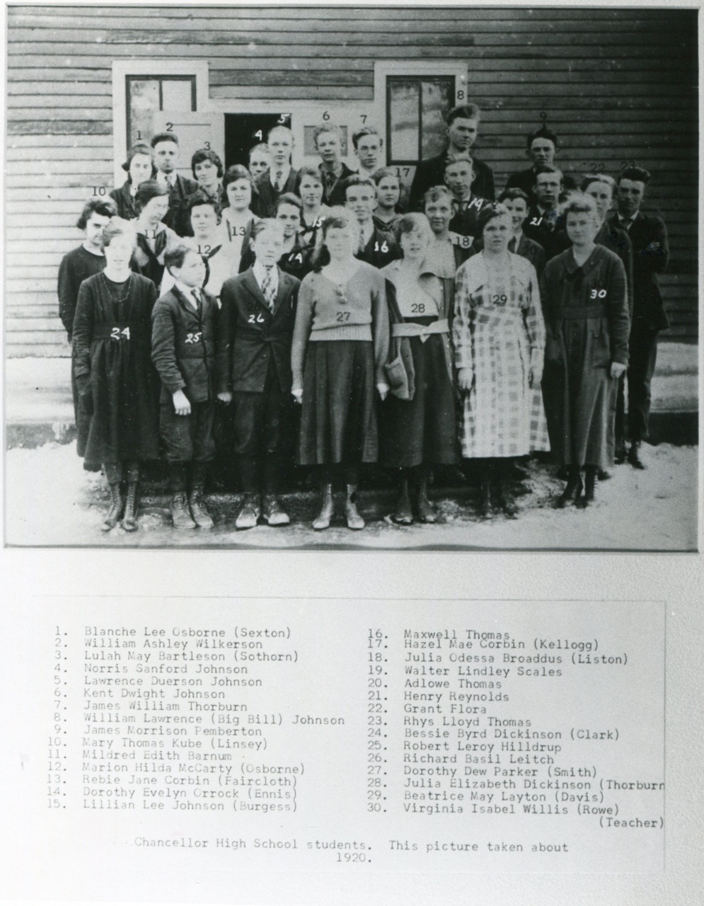 Spotsylvania Memory Chancellor High School, 19121940