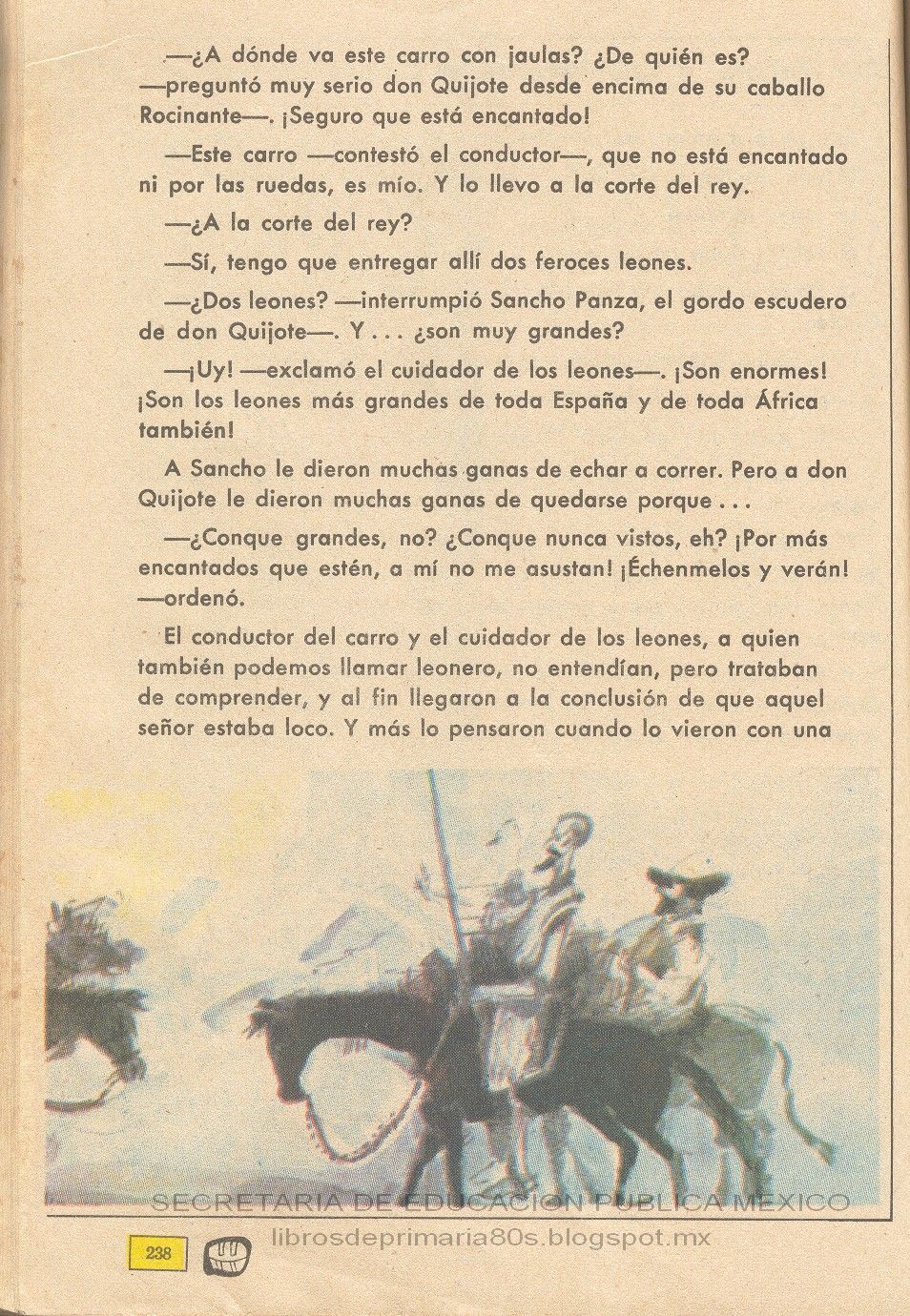 Libros de Primaria de los 80's: Don Quijote, el Caballero de los Leones -  Español 4to grado