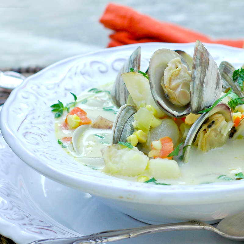 Savoring Time in the Kitchen Clam, Halibut and Sweet Corn Chowder