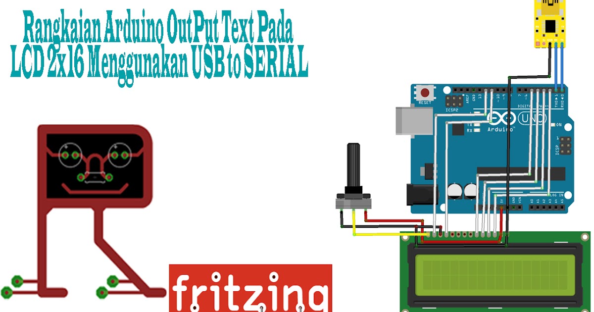 Ramaidar Elektronika: Fritzing - Rangkaian Arduino OutPut Text Pada LCD ...