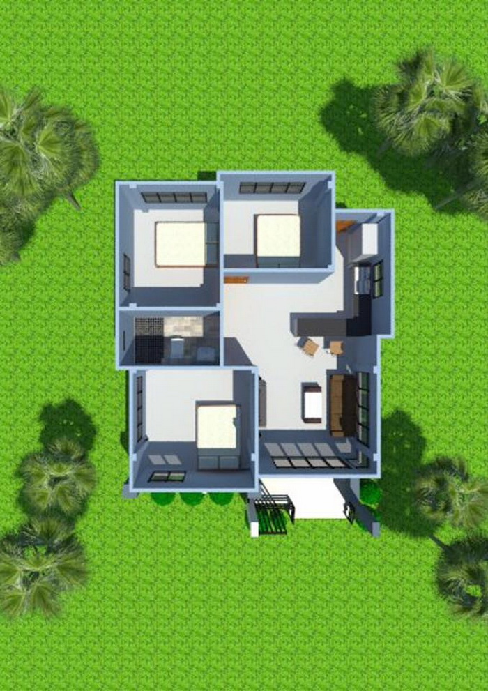 Look at these 5 small house designs that can inspire you to design your very own home. These designs of a house consisting of 1-3 bedrooms, 1-2 bathrooms, living room and a kitchen. These houses have a total area of 100 square meters below which is suitable for small family. 