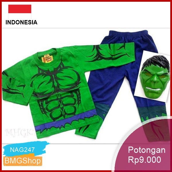 NAG247 Kostum Anak Laki Laki Hulk Superhero Murah Bmgshop