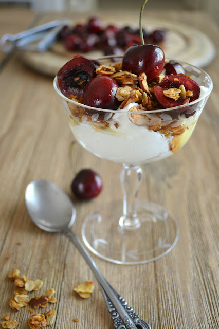toasted coconut almond granola with cherries